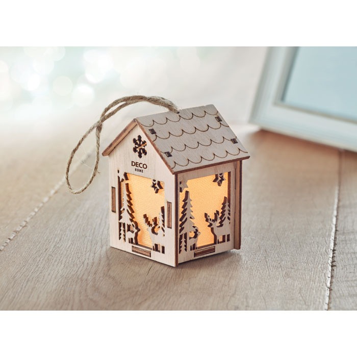 Engraved House Christmas Ornament with Light